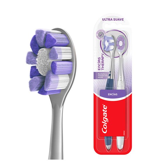 Cepillo Dental Colgate Encías Therapy Cerdas Suaves de Puntas Cónicas 2 Piezas