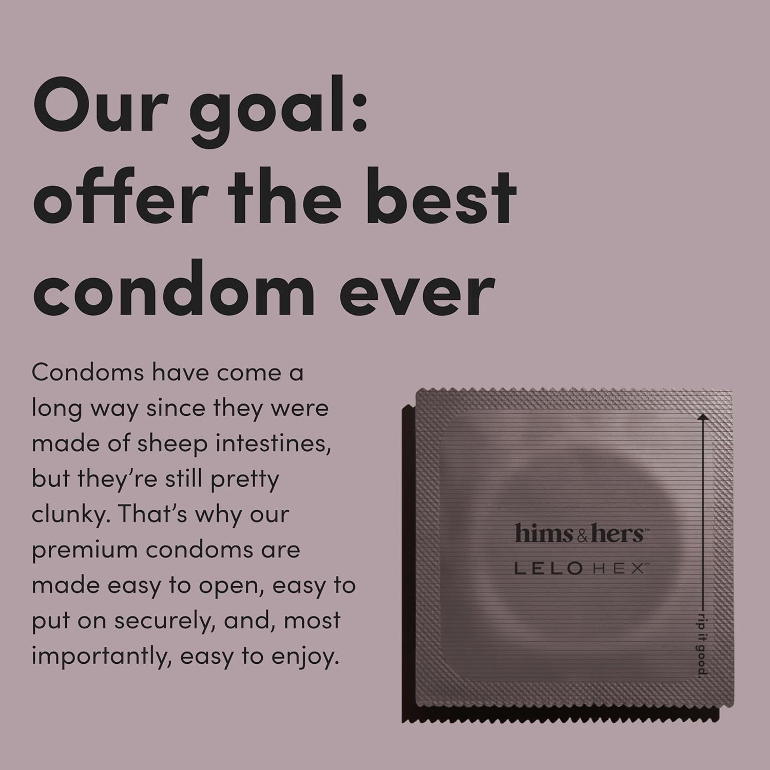 hims & hers Ultra-Thin Condoms for Maximum Sensitivity - Unique Hexagon Shape for a Stronger and Barely-There Feeling - Lightly Lubricated Natural Latex Condoms - 1 Pack (8 count)
