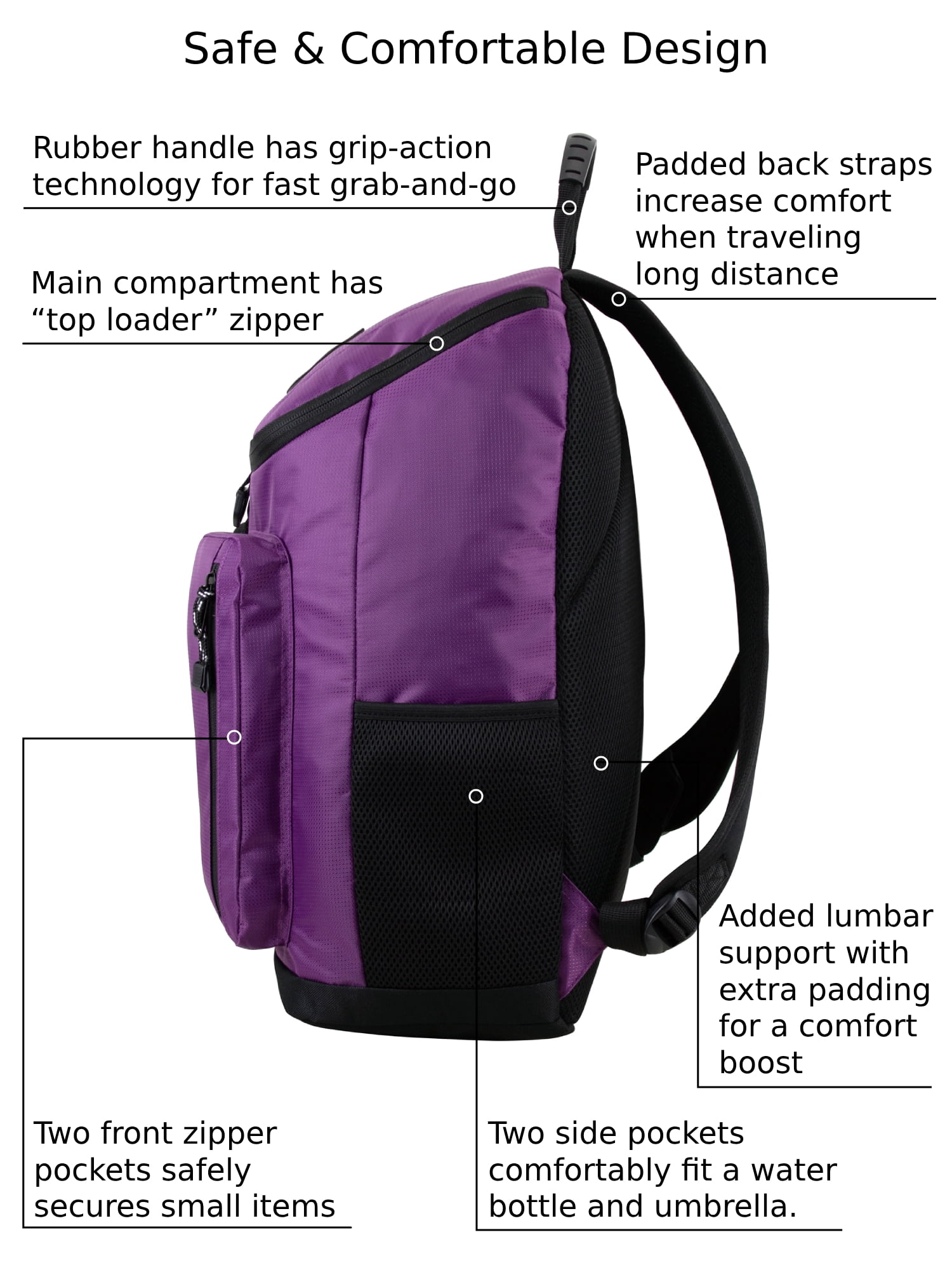 Eastsport Unisex Theo Top Loader Backpack, Berry Parfait