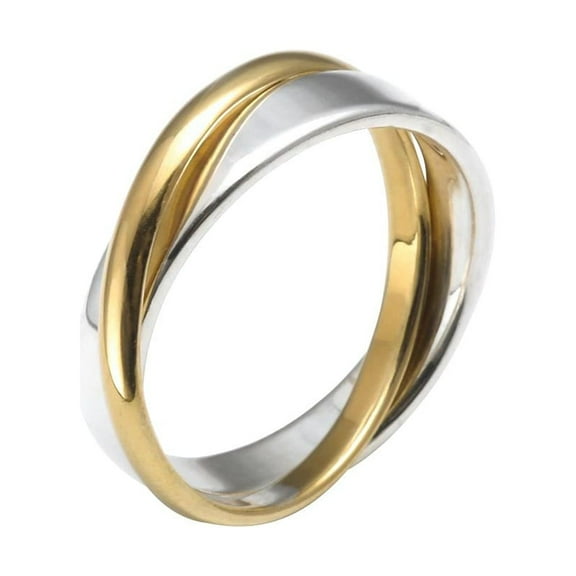 Silverly Women's Men's Yellow Gold Plated 925 Sterling Silver Double Band Ring