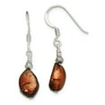 thumbnail image 1 of 925 Sterling Silver Brown Freshwater Cultured Pearl Drop Dangle Earrings Natural Stone Shell, 1 of 6