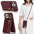 thumbnail image 5 of iPhone 11 Pro Max Case for Women with Card Holder,iPhone 11 Pro Max Phone Case Wallet with Strap,Crossbody Lanyard Cases with Credit Card Slots Kickstand Ring Holder Stand Case,6.5",Burgundy, 5 of 13