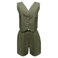 thumbnail image 4 of Linen Summer Casual Commute Vest And Shorts Set V Neck Vest For Fall, 4 of 5