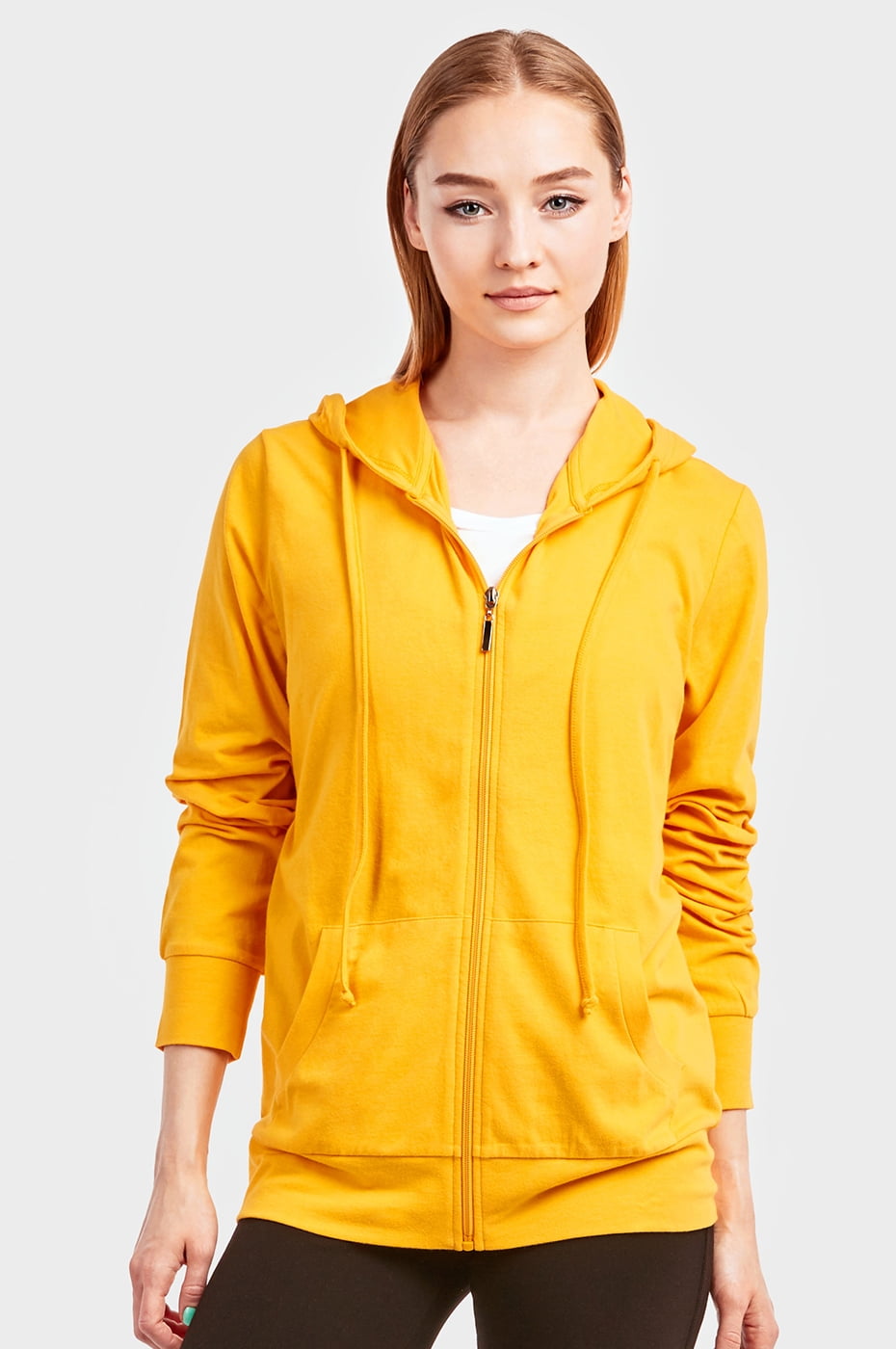 mustard yellow zip hoodie