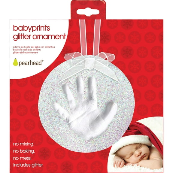 Fashion White Babyprints Glitter Ornament (6 X 6) Made In China gm15723