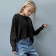 thumbnail image 2 of Faraee Teen Girls Open Back Shirts Backless Yoga Workout Summer Cute Tee Tops Short Sleeve Crop Oversized T Shirts Clothes 4t 5t 6t 7t 4-14 Years Black, 2 of 7