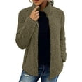 thumbnail image 2 of WEIYLL Womens Fleece Jacket Fashion Long Sleeve Zipper Bubble Down Green Ladies Fall Tops And Blouses Size M, 2 of 4