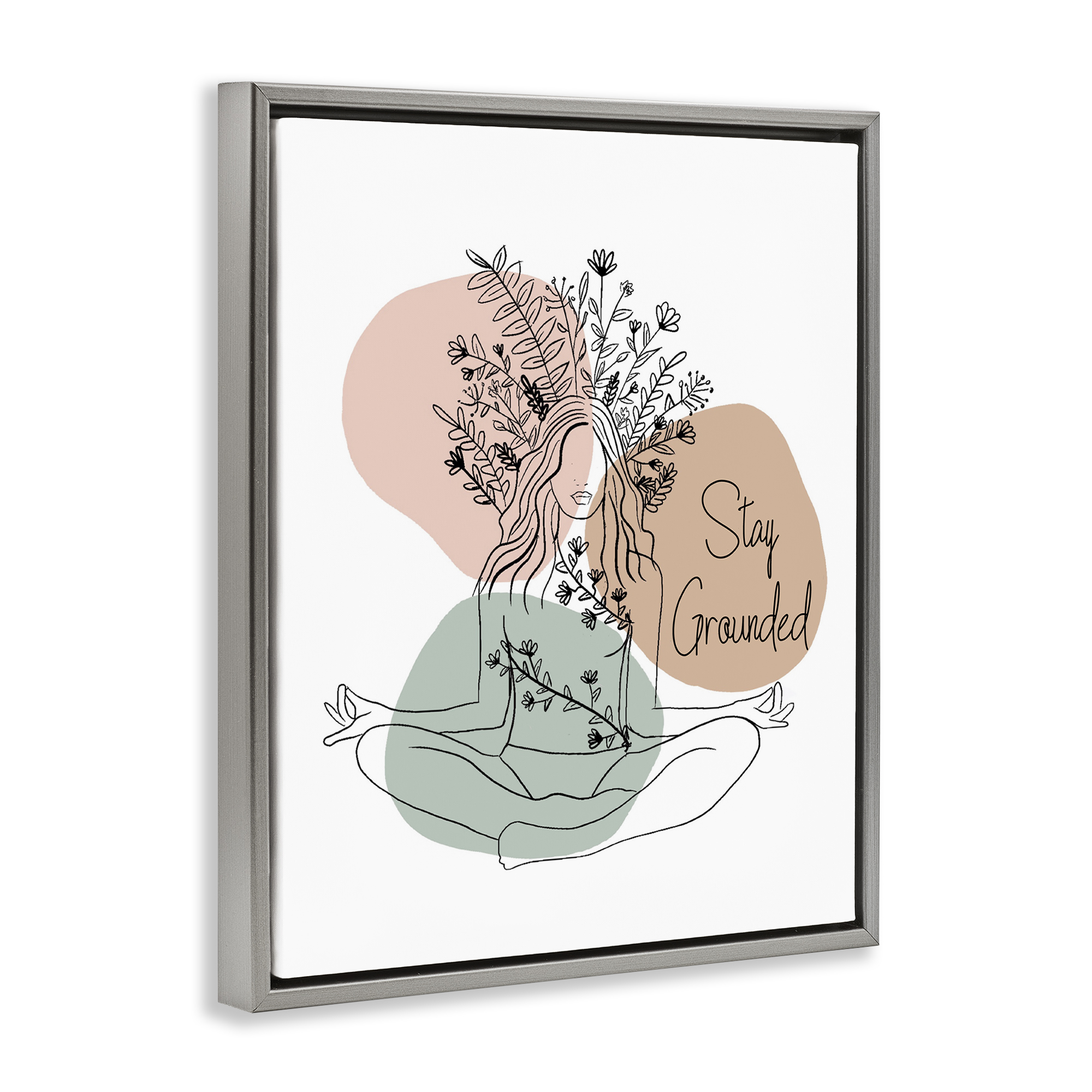 Stupell Industries Stay Grounded Portrait Typography Painting Gray Floater Framed Art Print Wall Art, 17 x 21
