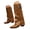 Yellow, variant on Fold Over Boots for Women Pointy Toe Studded Motorcycle Boots Wide Calf Knee High Boots