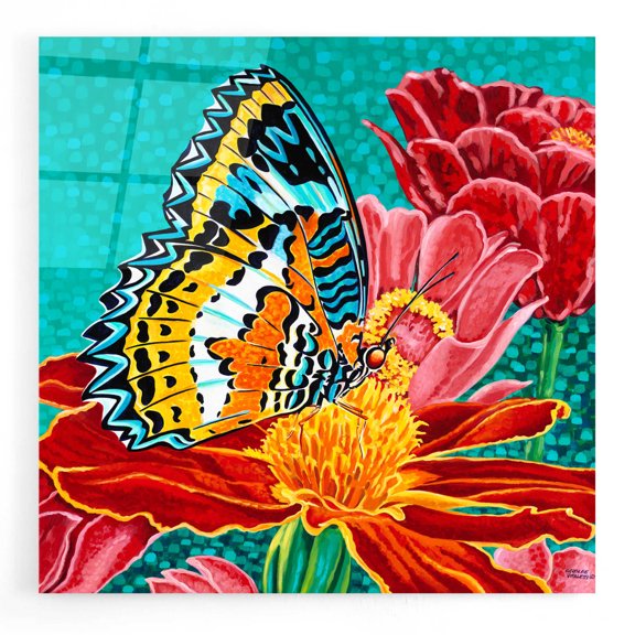 Epic Art 'Poised Butterfly I' by Carolee Vitaletti, Acrylic Glass Wall Art, 12"x12"