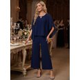 thumbnail image 3 of DARING DIVA Women's Pantsuits Wedding 2 Piece Sets Formal Chiffon Top S Dark Blue, 3 of 6