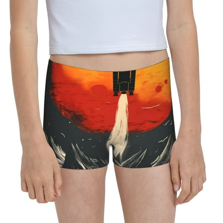 Pofeuu Retro Space Rocket Launch Print Soft Cotton Girls Boyshort panties Toddler Underwear-X-Large