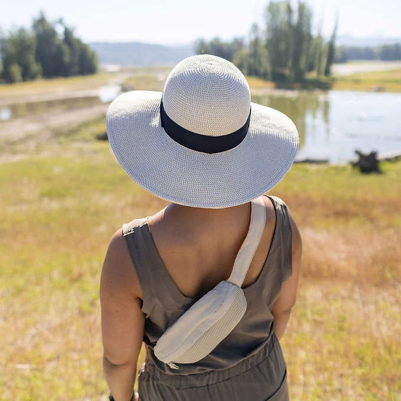 Solar Escape Chic Cream and Black Wide-Brimmed Sun Hat Solar Escape Sun Hat - Walmart.com main image 4