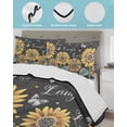 thumbnail image 4 of Quilts Twin Size, Sunflowers Rustic Soft Comforter Bedding Set for Bed, Spring Summer Pastoral Flowers Black Lightweight Quilted Bedspread with Pillow Cover(2 Pieces) for All Season, 68x86 Inch, 4 of 6