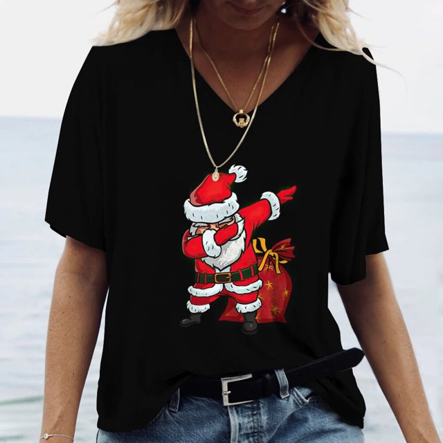 Camisetas con estampado 3d de Navidad para mujer, camiseta de marca de manga corta para mujer, camiseta de gran tamaño, ropa divertida de Navidad 2022