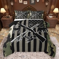 jejeloiu Retro Cmao Camouflage Bedding Comforter Set,Fishing And Hunting Twin Comforter Sets,Rustic Farmhouse Mallard Bedding Set For Kids,Breathable Home Decor Reversible,2pcs