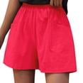 thumbnail image 3 of Linen Shorts for Women, Audhol Women's Summer Linen High Waisted Casual Thin Wide Leg Shorts Shorts for Women Red S, 3 of 5