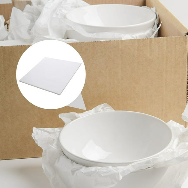LEEYNEER 100pcs White Square Packing Paper Sheets Fragile Items Artwork Wrapping Paper for Moving and Shipping Protection