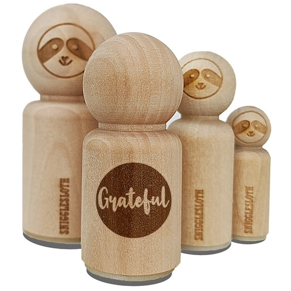 Grateful Text in Circle Rubber Stamp for Scrapbooking Crafting Stamping - Small 3/4 Inch