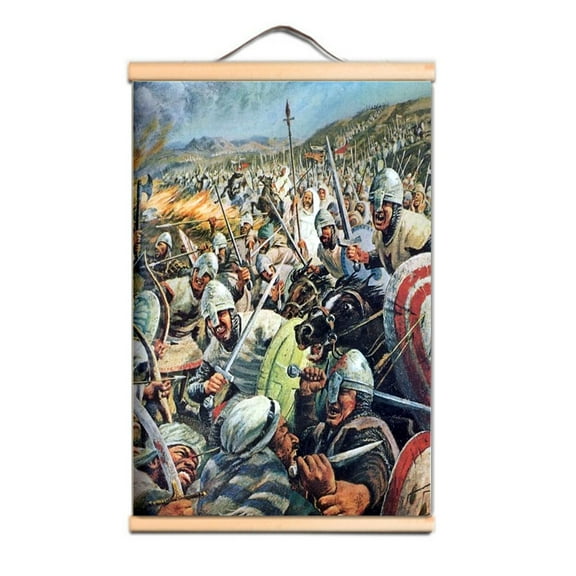 Canvas Scroll Painting Wall Charts of Crusader Warrior - Vintage Templar Knight Wall Art Poster for Room Dormitory Wall Decor 3,Multicolor,11.8X17.7 inches