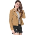 thumbnail image 4 of INSPIRE CHIC Women Short Soft Zip Up Faux Suede Biker Moto Jacket, 4 of 6