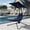 Dark Blue, variant on SOLLED Hanging Chaise Lounge Swing Chair with Umbrella, 74.8"x45.3"x78.7" Curved Steel Hammock Lounger for Outdoor Indoor Patio Pool, 330 lbs Capacity,Gray
