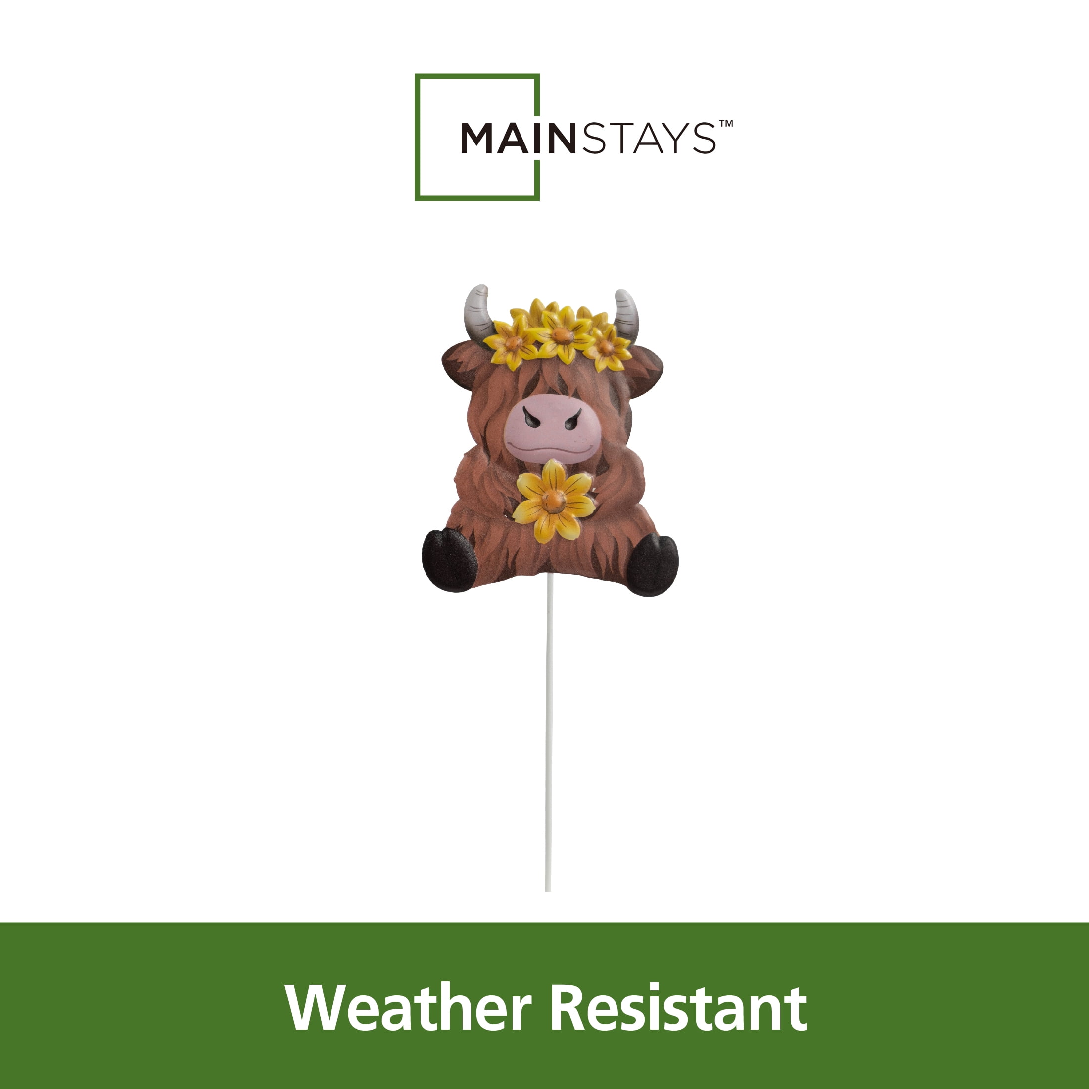 Mainstays Weather-Resistant Metal Highland Cow Garden Stake