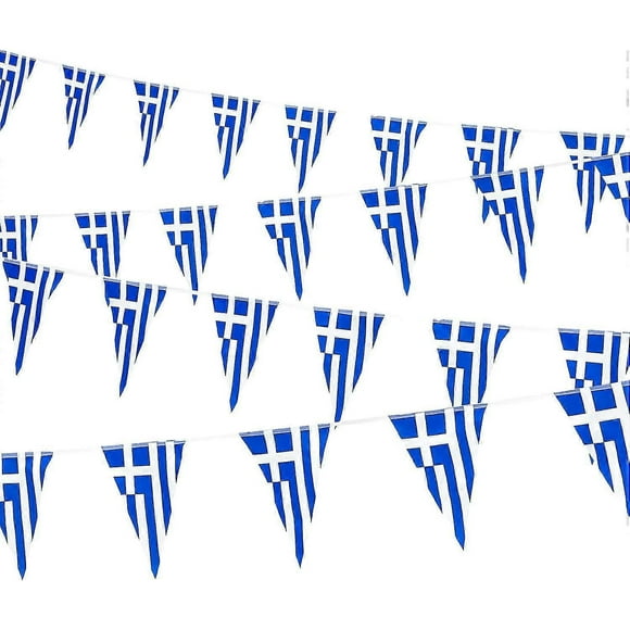 Greek Flag Bunting - Greece Triangle Flag Banner For National Day Parades, Decorations, Sports Events, And Home Celebrations