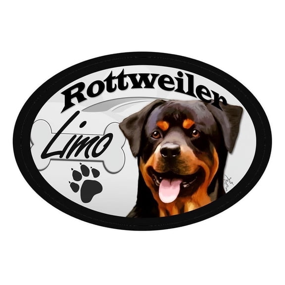 Rottweiler Limo Oval Dog Magnet for Cars, Trucks and More