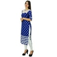 thumbnail image 3 of Bimba Womens Designer Blue Cotton Kurta Long Straight Kurti Classic Chic, 3 of 8
