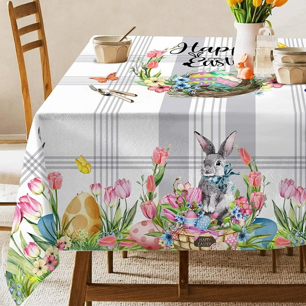 aoselan Easter Tablecloth, Easter Table Cloth Rectangle 60x84 inch