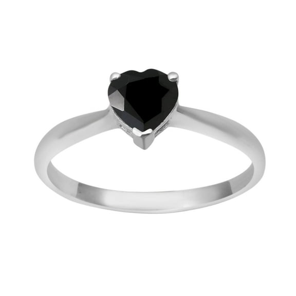 5mm Heart Shape Black Spinel 925 Sterling Silver Women Valentines Day Gifts Dainty Ring