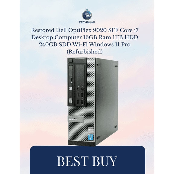 Restored Dell OptiPlex 9020 SFF Core i7 Desktop Computer 16GB Ram 1TB HDD 240GB SDD Wi-Fi Windows 11 Pro (Refurbished)