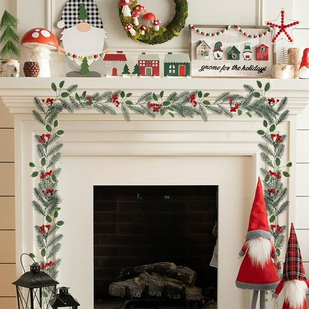 xihome Guirnalda de ratn de plstico flexible de 1,8 metros con bayas rojas para decoracin de fiestas, rboles de Navidad y festivales