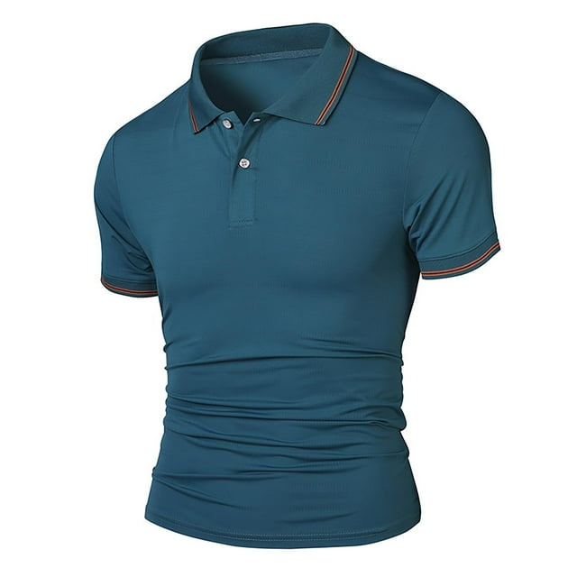 Dagugfen Plus Size Tshirts for Men Short Sleeve Button Lapel V Neck Slim Casual Work Tee Tops Summer