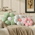 thumbnail image 2 of SUSIELADY Flower Pillow, Cute Decorative Plush Throw Pillow with Faux Rabbit Fur, Soft Aesthetic Floor Pillow for Bedroom, Living Room & Kids Room Décor, 1-Pack, Large Green, 2 of 6