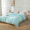 thumbnail image 3 of Move Over Teal Duvet Cover Twin White Pom Poms Quilt Cover Only Ball Fringe Pattern Washed Microfiber No Filling, 3 of 9