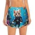 thumbnail image 2 of Goofa Underwater Diving Cat Printed Women 2 in 1 Running Shorts,Quick Dry Athletic Workout Shorts,High Waisted Athletic Shorts with Liner Pockets-Medium, 2 of 9
