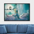 thumbnail image 2 of wall26 Framed Canvas Print Wall Art Girl in Bed Looks at Forest Owl in Moonlight Kids Wilderness Illustrations Modern Art Rustic Scenic Relax/Calm Zen for Living Room, Bedroom, Office - 16"x24&q, 2 of 5