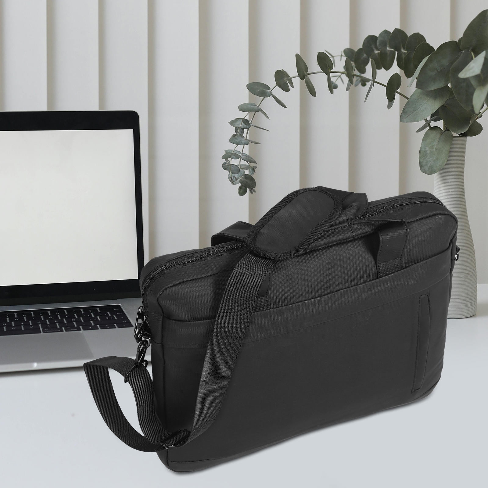 CRILSTYLEO Multifunctional Black Laptop Briefcase Bag with Large Storage for Business and Casual Use