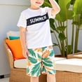 thumbnail image 4 of DAETIROS Little Boys Outfit Sets Casual Fashion Crewneck Top and Floral Shorts Boys Summer Clothes Set White Size 5 Years, 4 of 5
