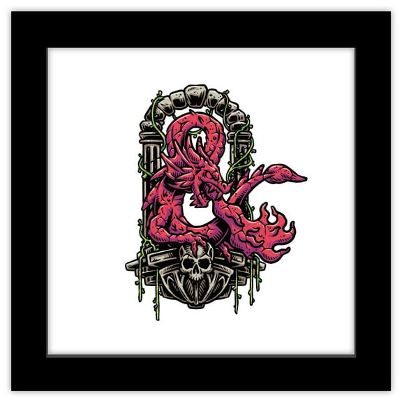 Gallery Pops Dungeons & Dragons - Black Light Ampersand Wall Art, Black Framed Version, 12" x 12"