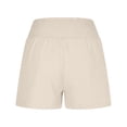 thumbnail image 4 of ZHYou High Waist Shorts for Women Smocked Waistband Casual Loose Fit Linen 5 Inch Summer Pull On Shorts with Pockets,Khaki,Size L, 4 of 9