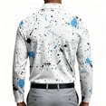 thumbnail image 3 of Paint Splatter Printed Long Sleeve Golf Polo for Men Classic Collared Lightweight Breathable Daily Casual Shirt, 3 of 3