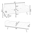 thumbnail image 7 of Gray Teddy Fabric 69" Convertible Sofa Bed for Small Spaces, Adjustable Backrest, 3-Seater Couch with Removable Pillows, 7 of 7