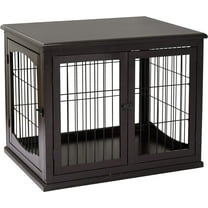 SAEWUD Dog Crate Furniture, Small Dog Cage End Table with Two Opening Sides, Lockable Door, Puppy Kennel Indoor, Cute and Decorative, Coffee