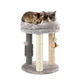 thumbnail image 1 of Árbol de gato pequeño 4 en 1 MECOOL con cama suave y juguetes de bolas colgantes color gris, 1 of 5