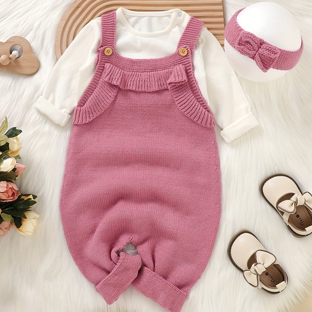 BABY'S DRESS BOYS' JUMPSUIT BABY'S SOLID COLOR GIRLS' KNIT JUMPSUIT WITHOUT TEE