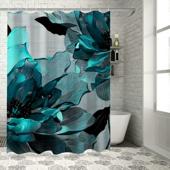 Fenyluxe Flowers Shower Curtain for Bathroom Decoration with Hooks, Waterproof Polyester Fabric Shower Curtain for Bathroom with Various Sizes 36"x72