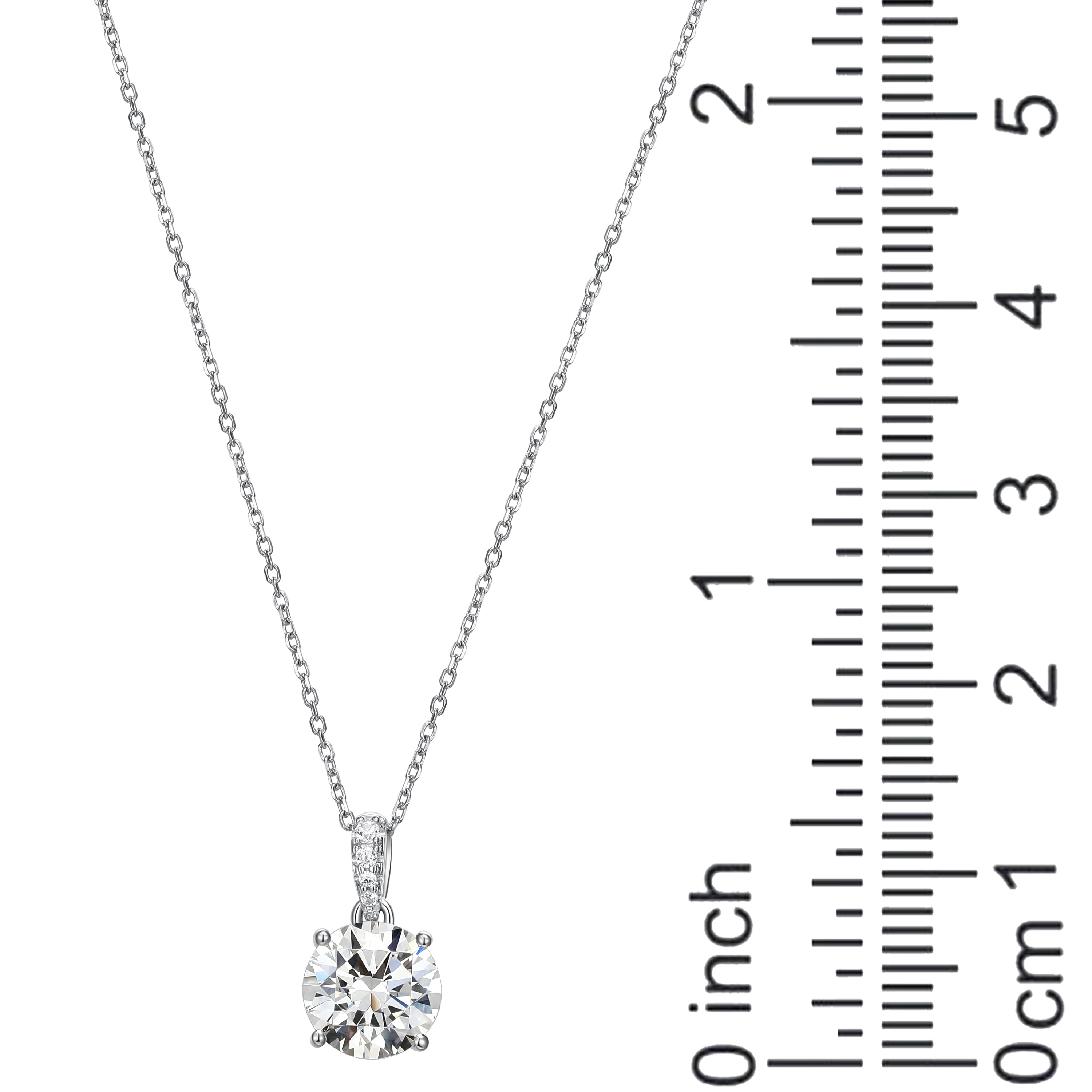 Forever Facets Moissanite Solitaire Pendant Necklace in Two-Tone Sterling Silver, Adult Female